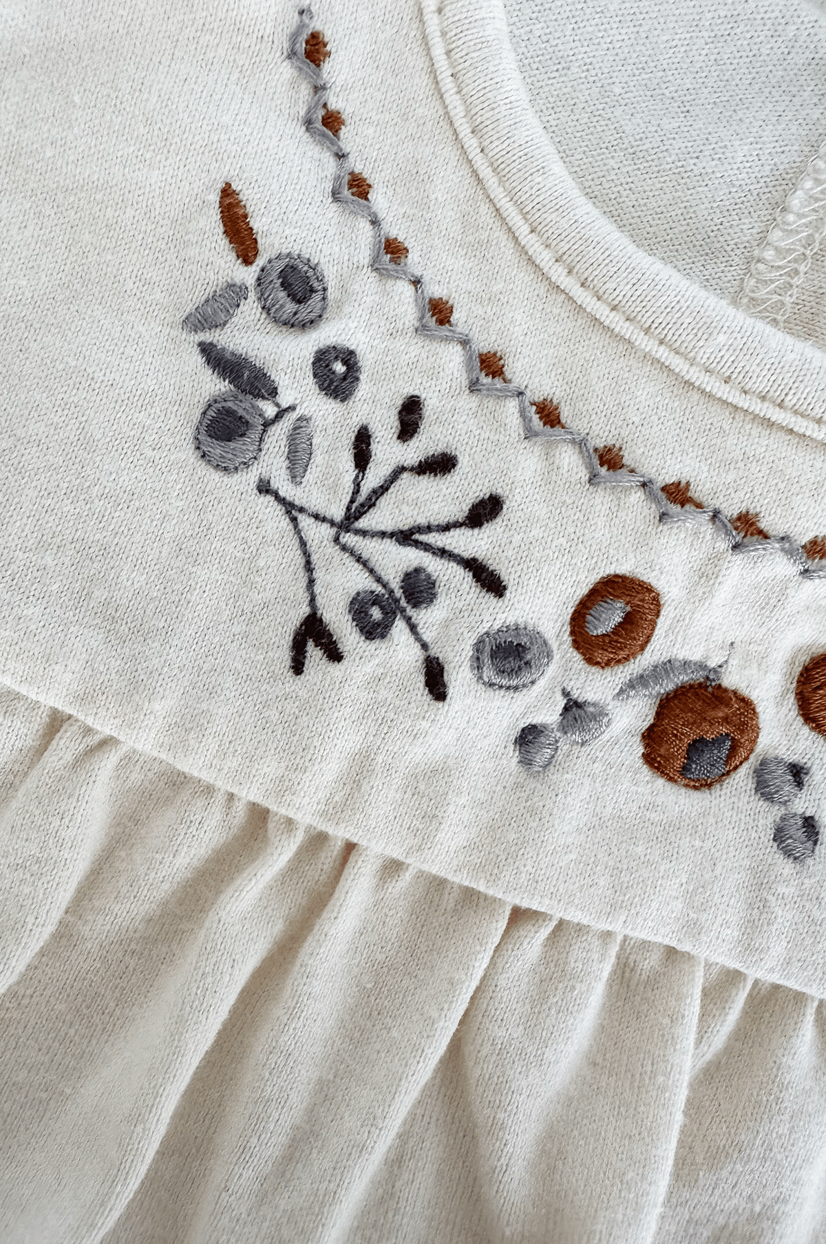 Embroidered Yoke Jersey Top