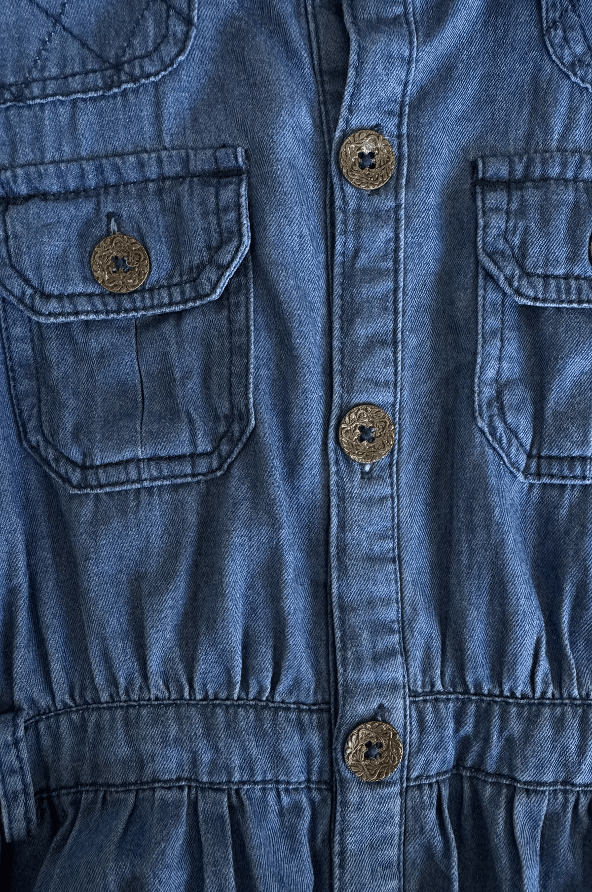 Brass Button Denim Shirt Dress