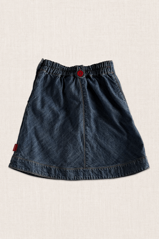 Red Button Denim Skirt