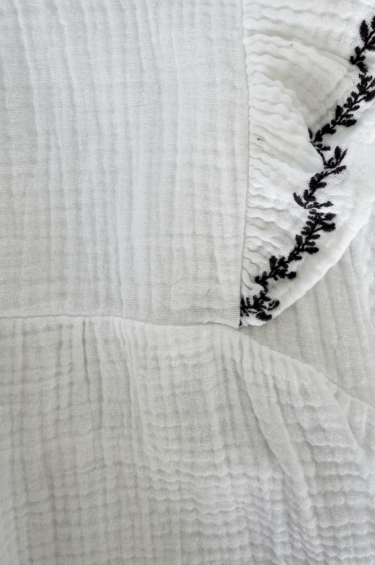 Embroidered Ruffle Cotton Blouse