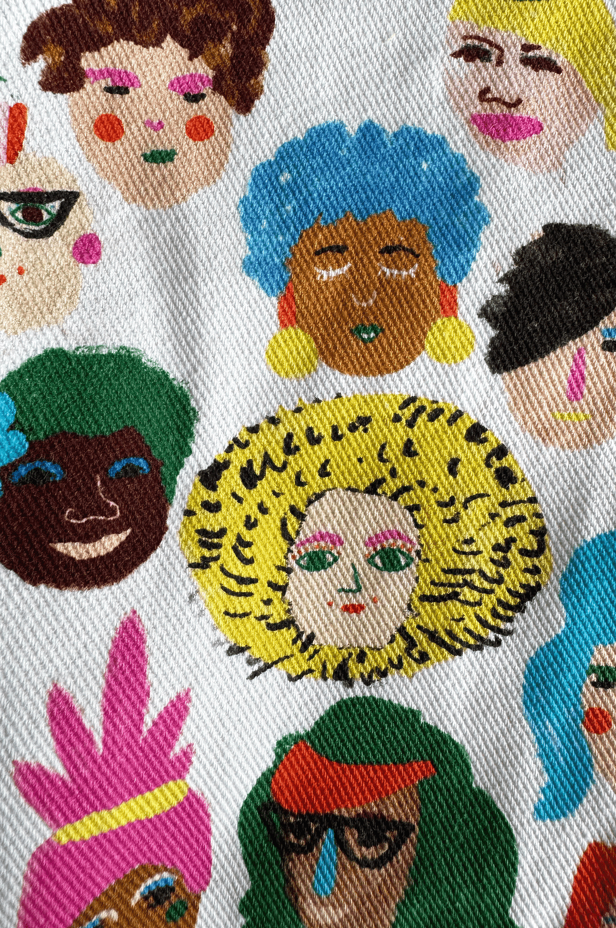 Faces Print Denim Overalls