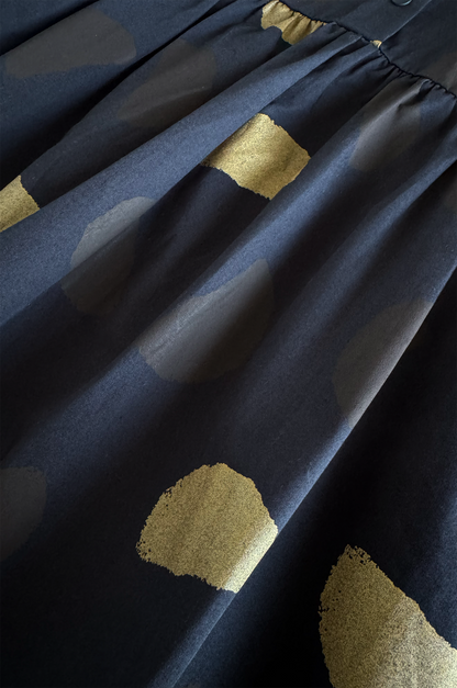 Gold Spot Gathered Dress