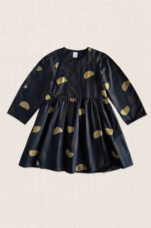 Gold Spot Gathered Dress
