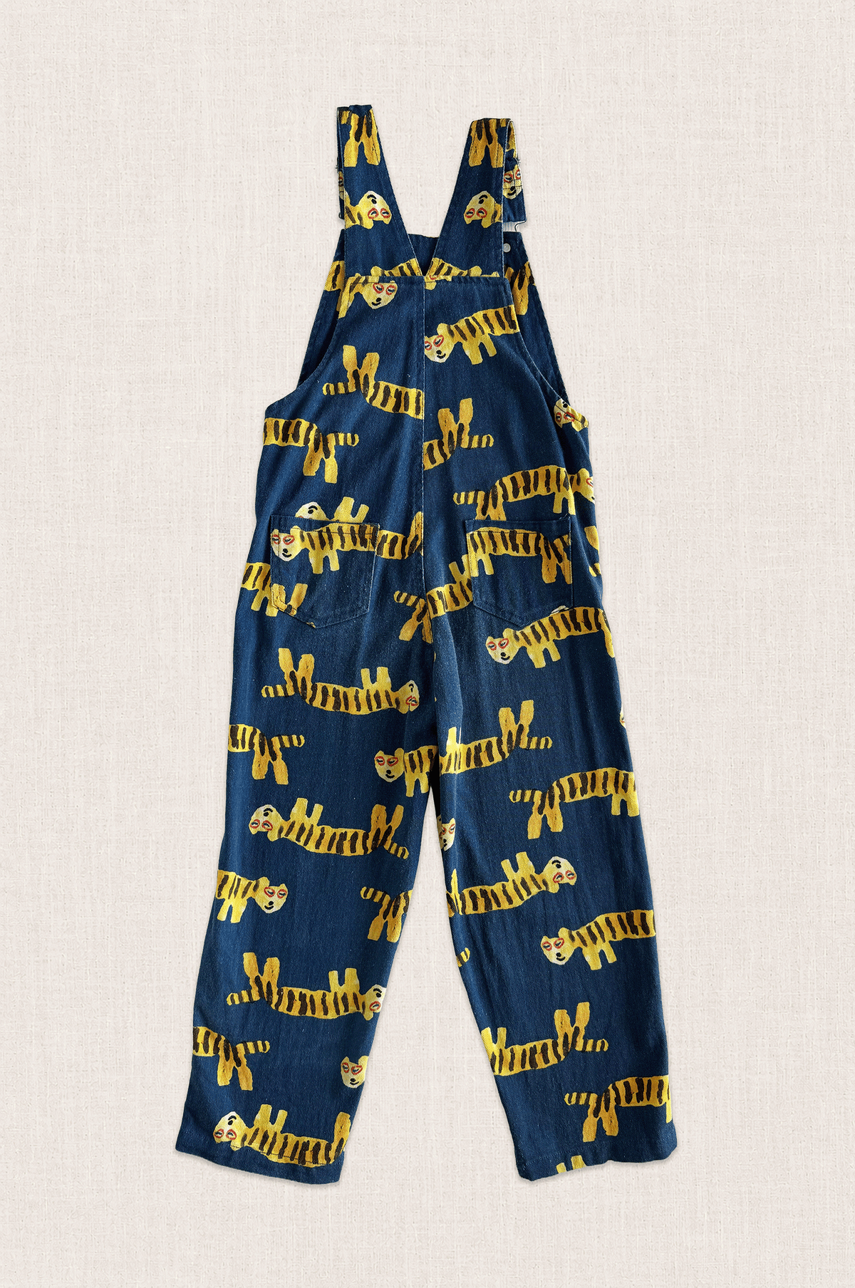 Tiger Print Denim Overalls