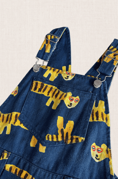 Tiger Print Denim Overalls
