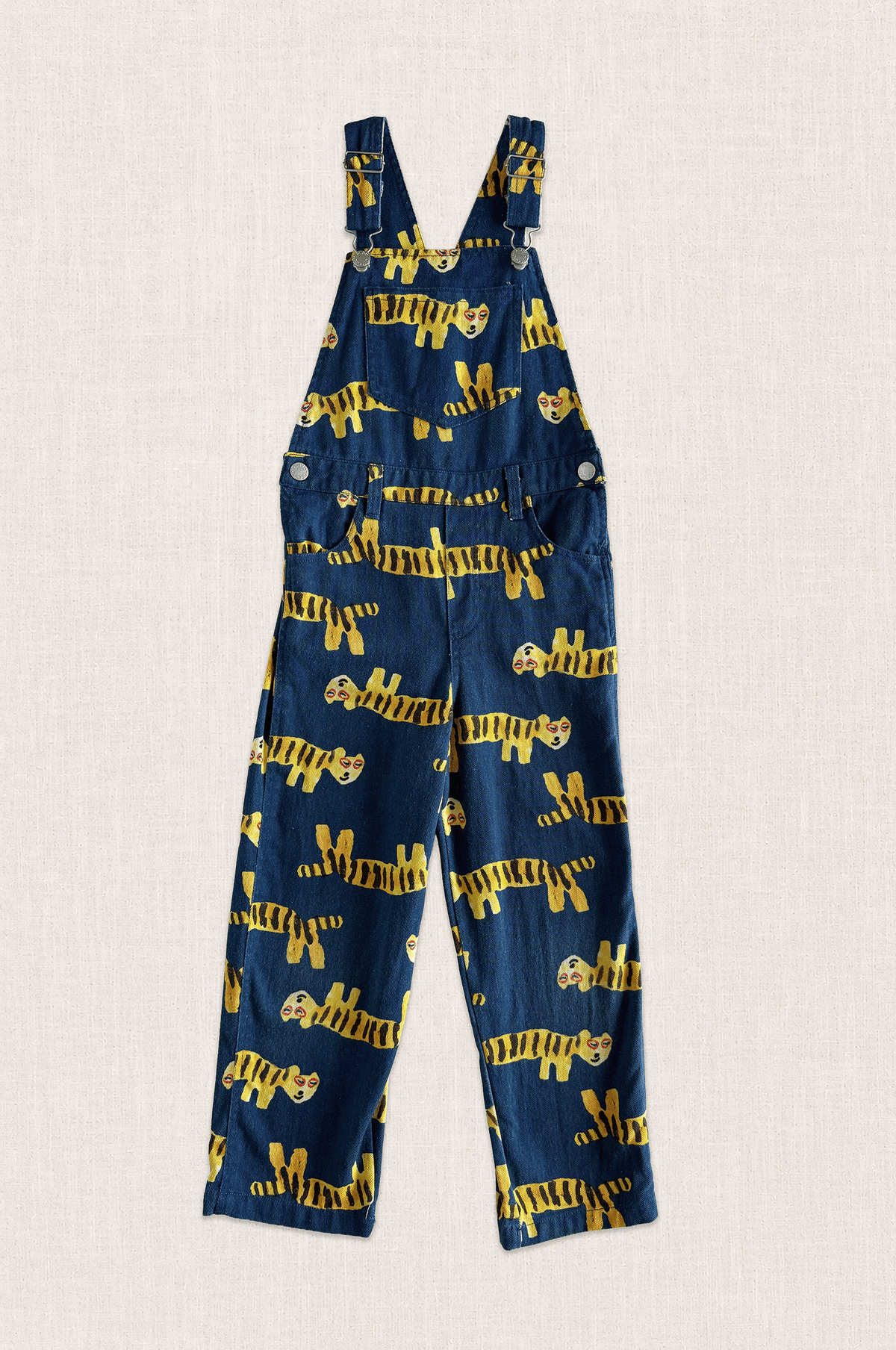 Tiger Print Denim Overalls