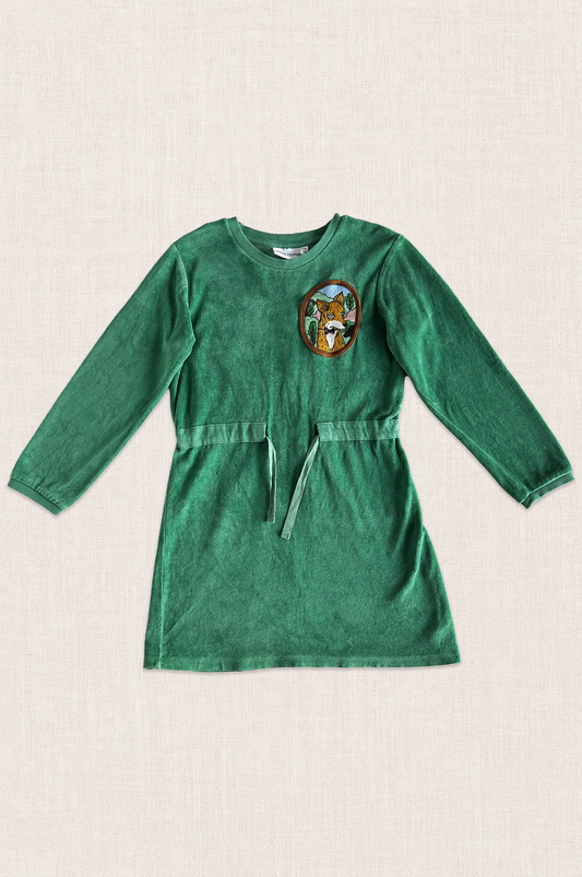 Fox Patch Velour Dress