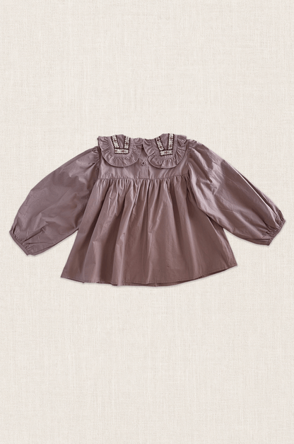 Embroidered Collar Cotton Blouse