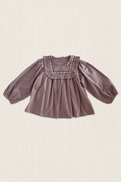 Embroidered Collar Cotton Blouse