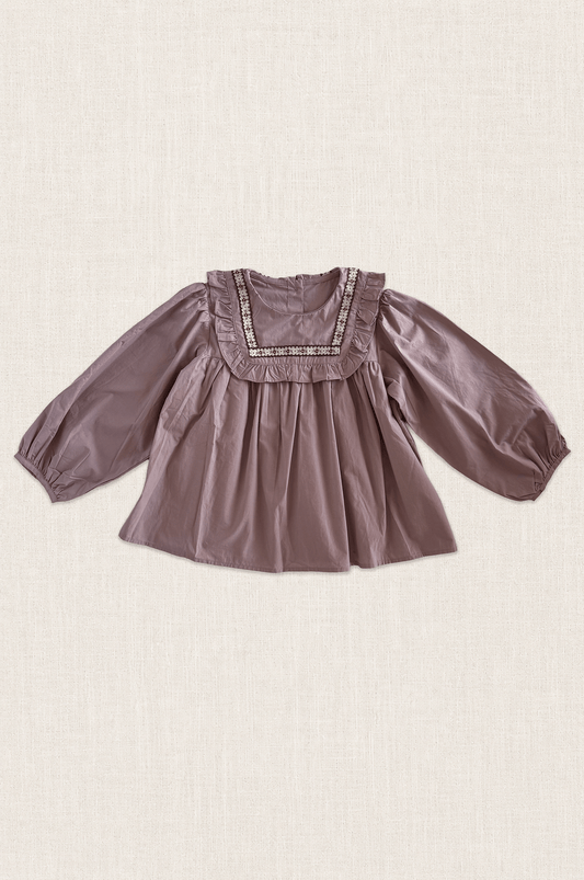 Embroidered Collar Cotton Blouse