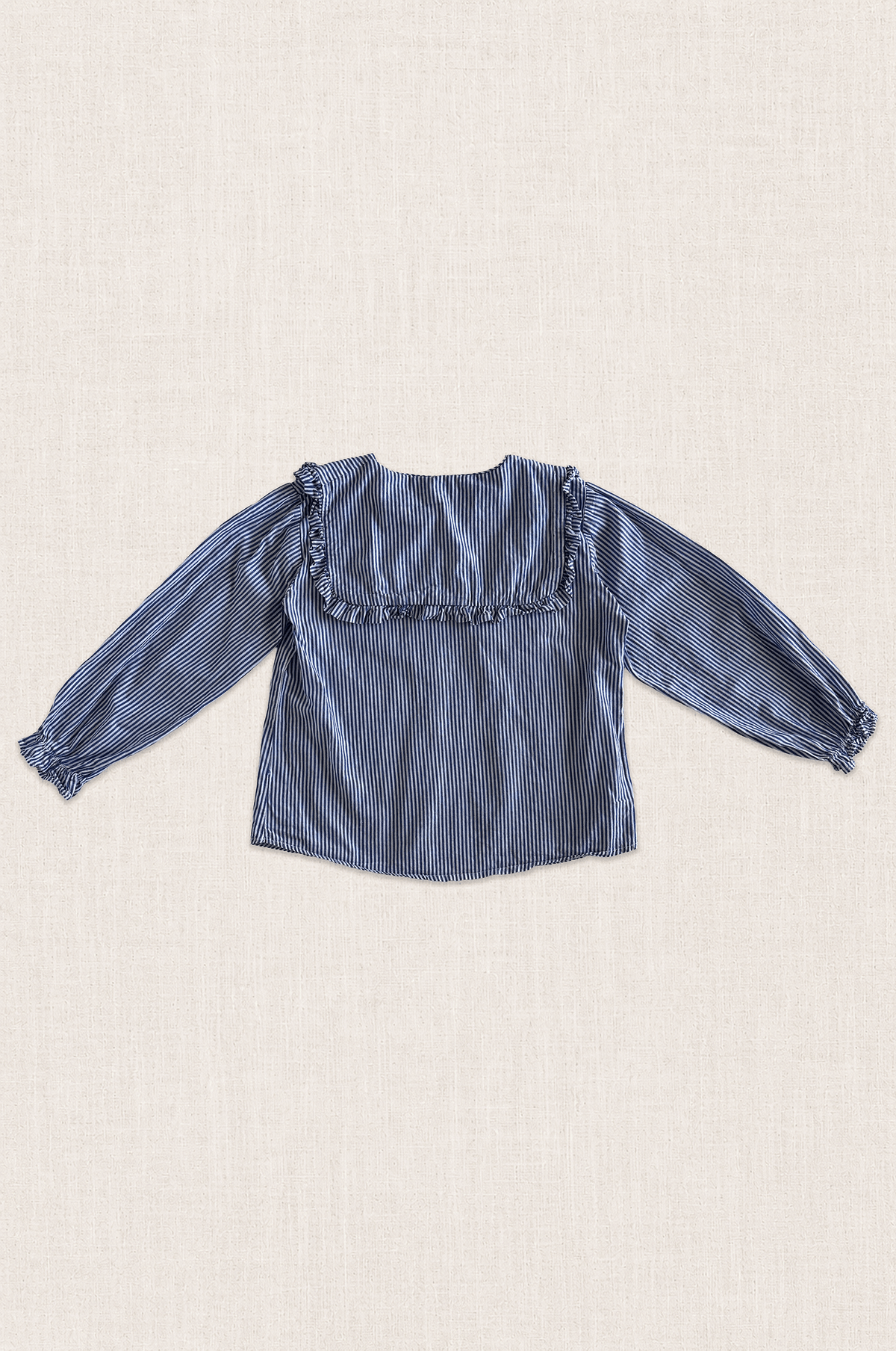 Embroidered Ruffle Collar Stripe Blouse
