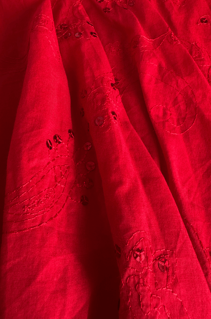 Red Sequin Bloom Skirt