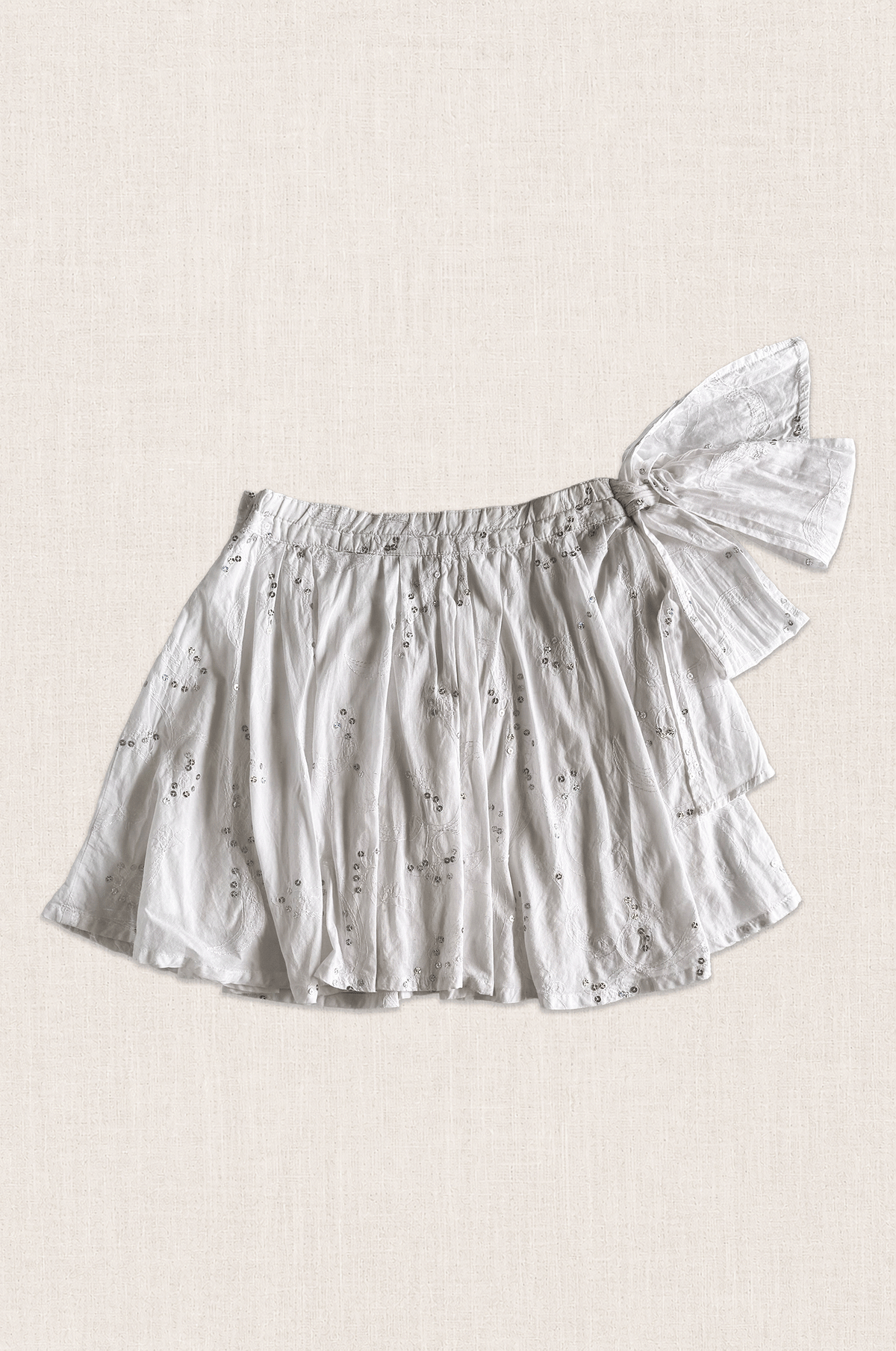 White Sequin Bloom Skirt