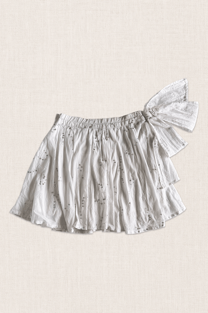 White Sequin Bloom Skirt