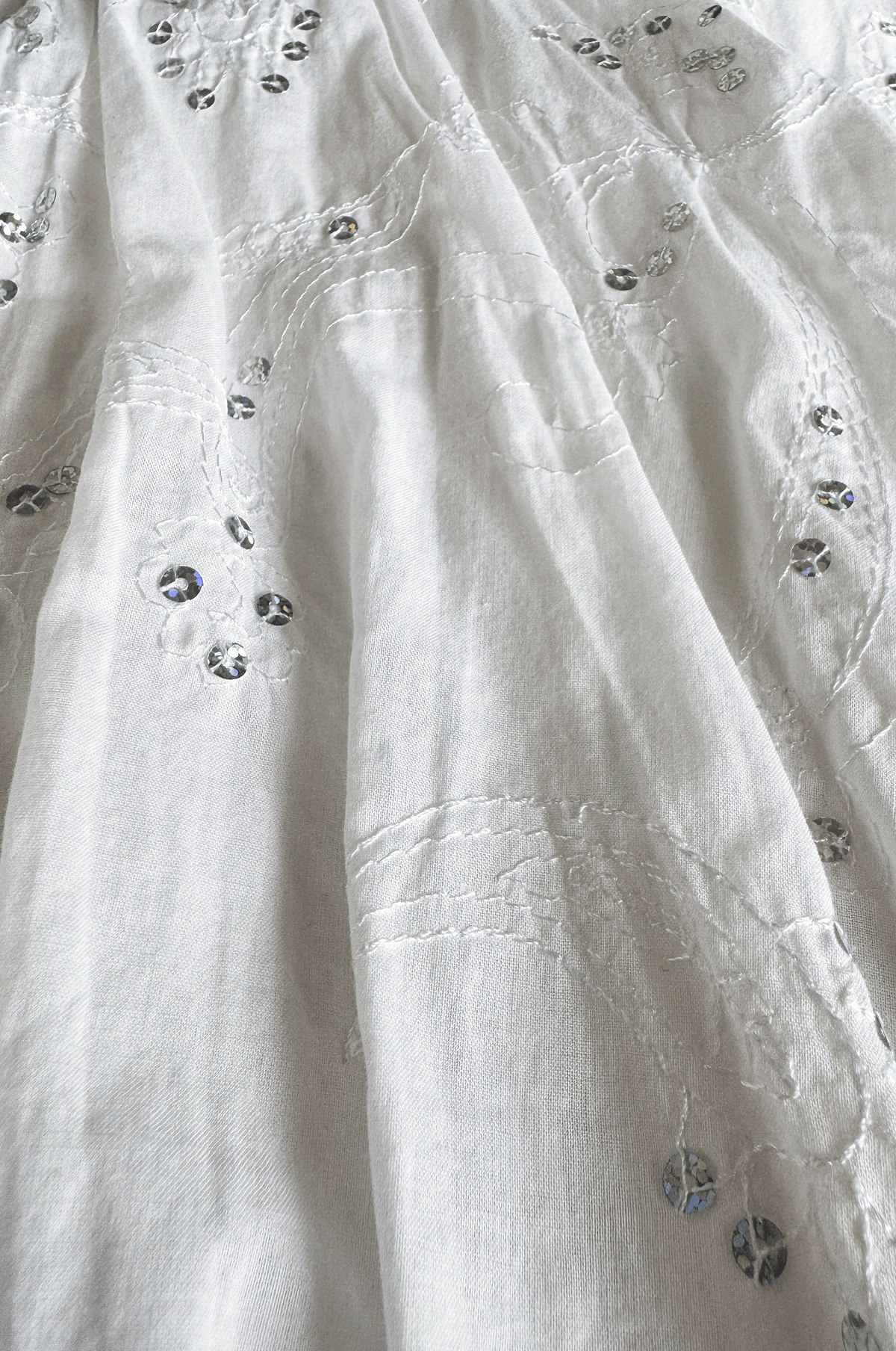 White Sequin Bloom Skirt