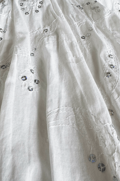White Sequin Bloom Skirt