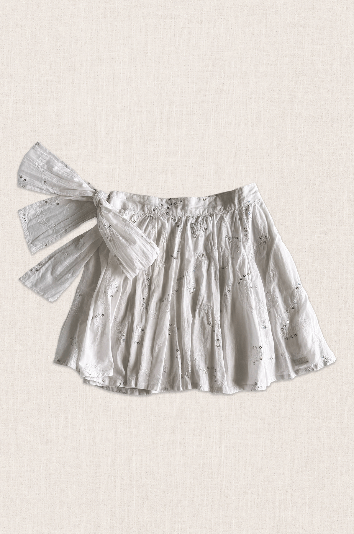 White Sequin Bloom Skirt