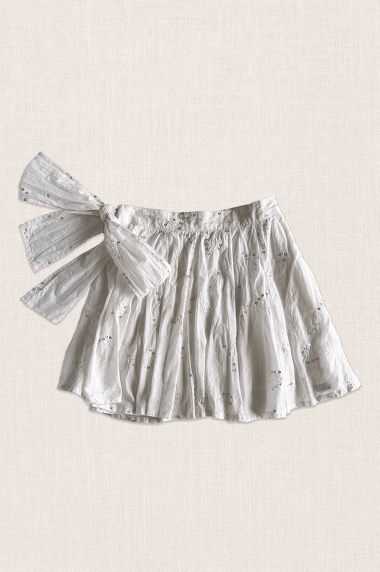 White Sequin Bloom Skirt