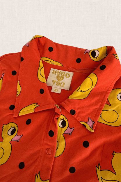 Duck Print Shirt Dress