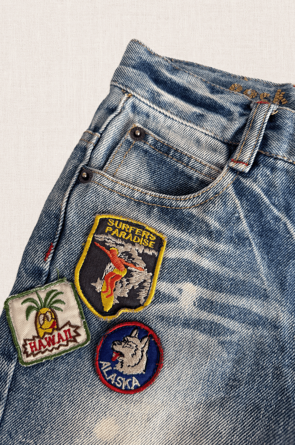 Patchwork Explorer Denim Shorts