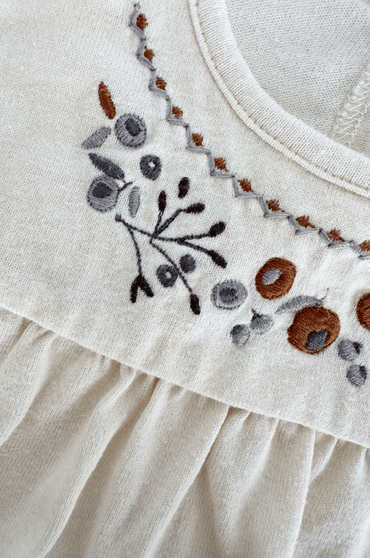 Embroidered Yoke Jersey Top