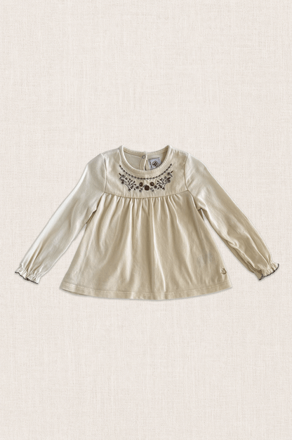 Embroidered Yoke Jersey Top