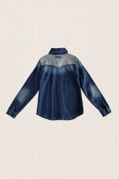 Contrast Denim Western Shirt