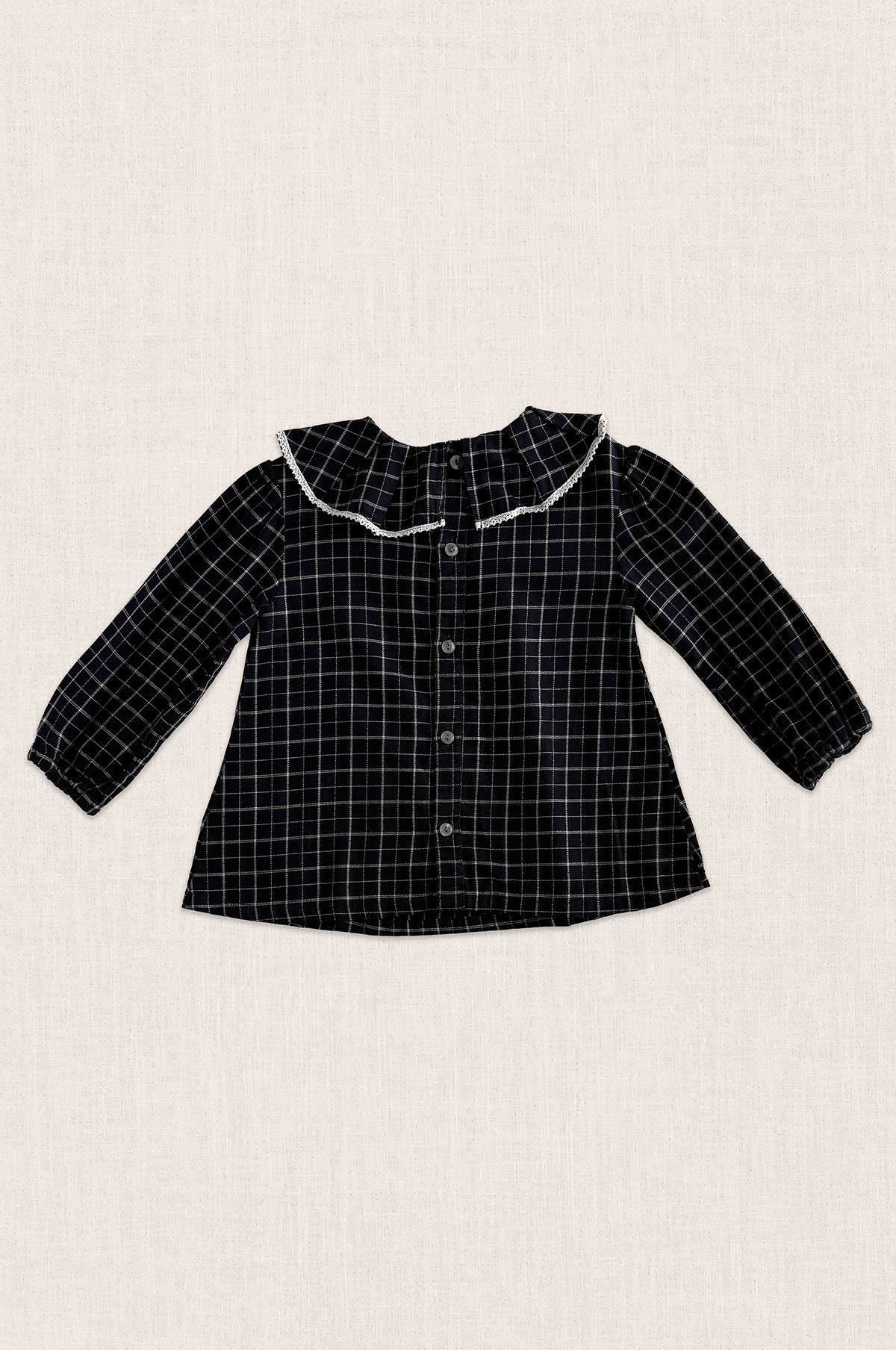 Frill Collar Check Blouse