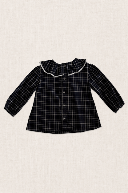 Frill Collar Check Blouse