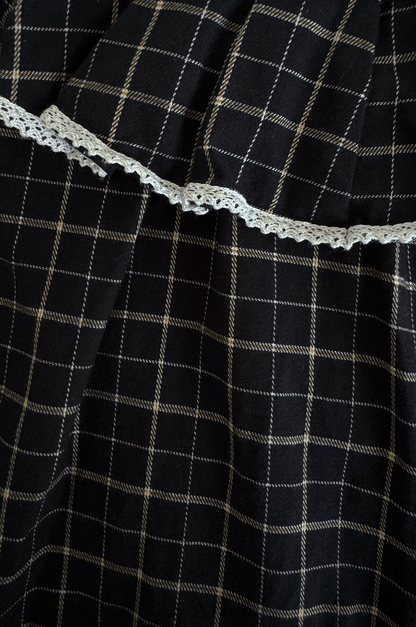 Frill Collar Check Blouse