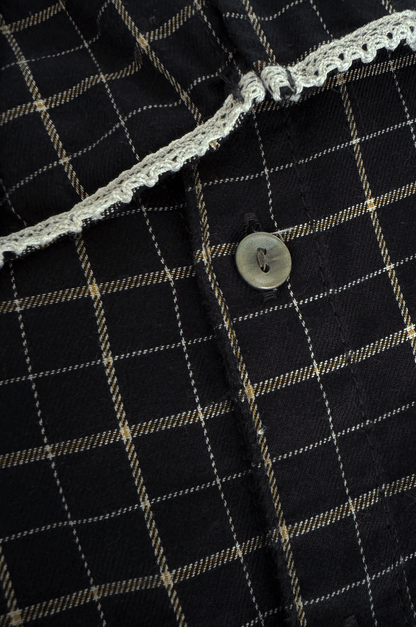 Frill Collar Check Blouse