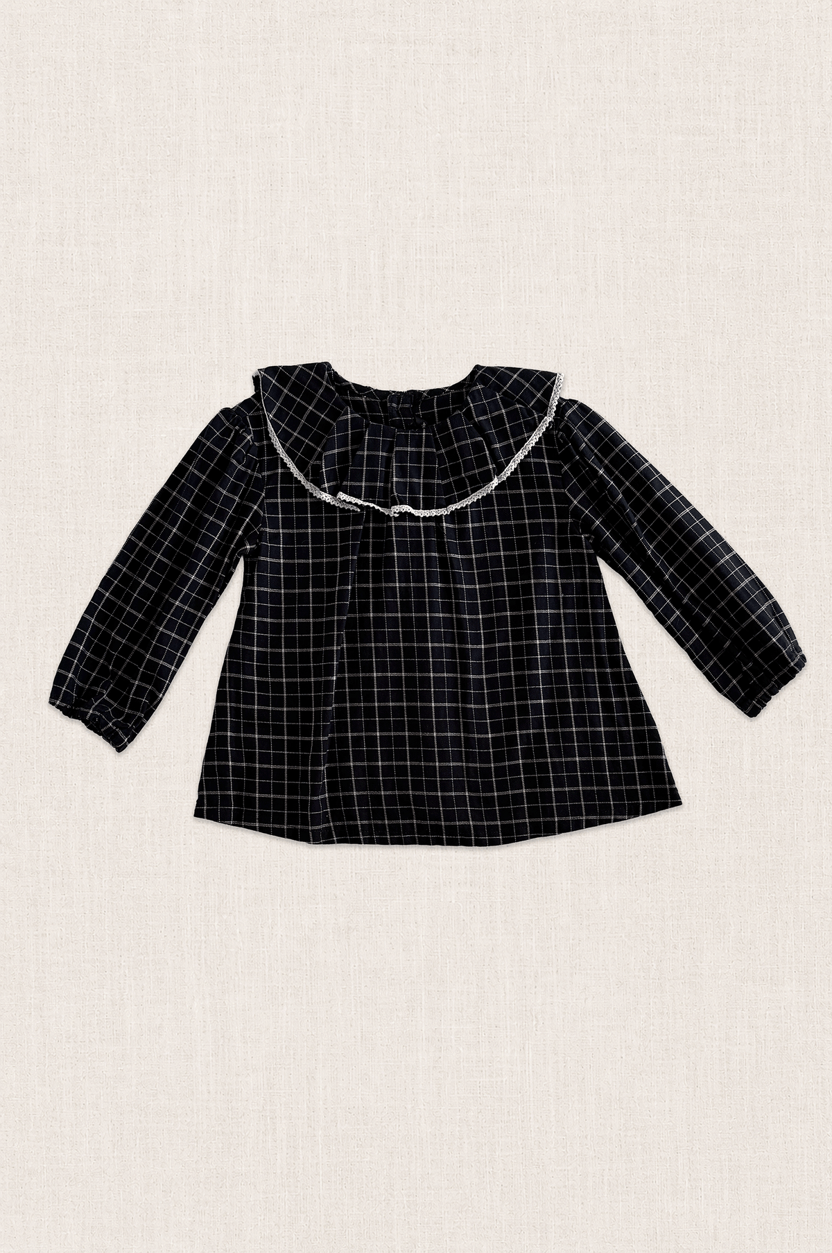 Frill Collar Check Blouse