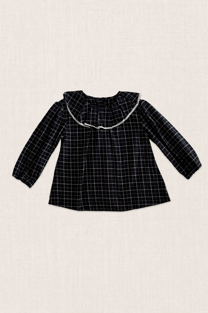 Frill Collar Check Blouse