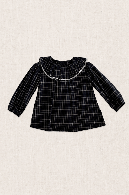 Frill Collar Check Blouse