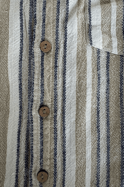 Textured Stripe Linen Blend Shirt