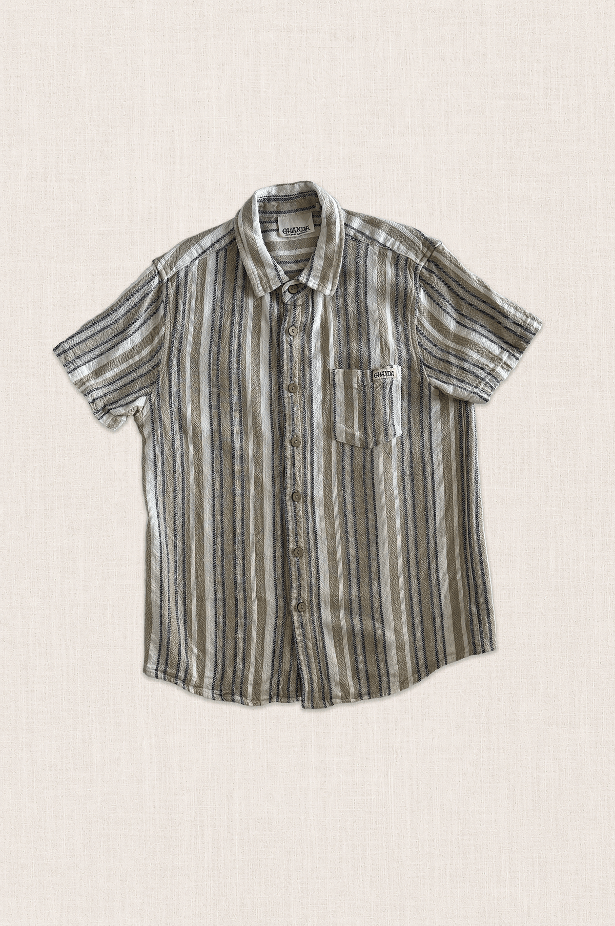Textured Stripe Linen Blend Shirt