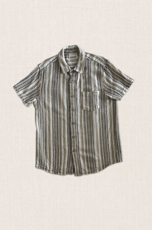 Textured Stripe Linen Blend Shirt