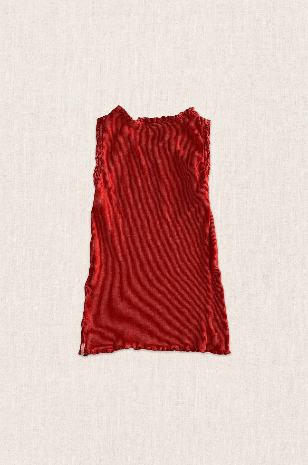 Coral Ribbed Frill Singlet