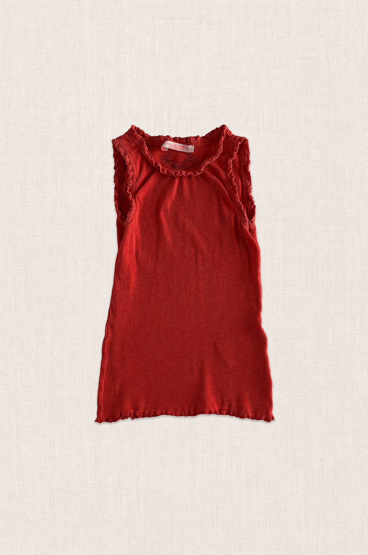Coral Ribbed Frill Singlet