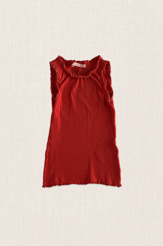 Coral Ribbed Frill Singlet