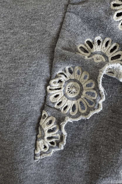 Grey Lacework Sweatshirt Dress