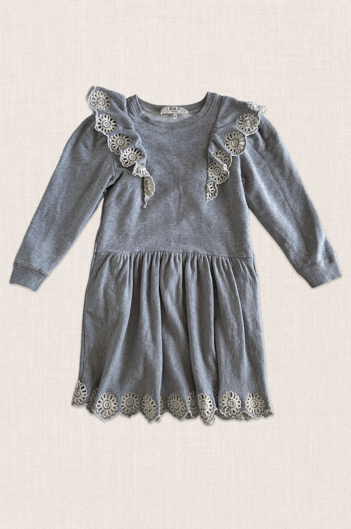 Grey Lacework Sweatshirt Dress