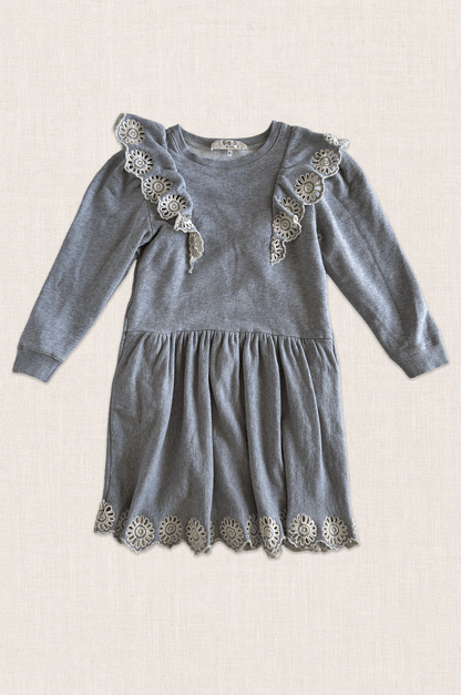 Grey Lacework Sweatshirt Dress