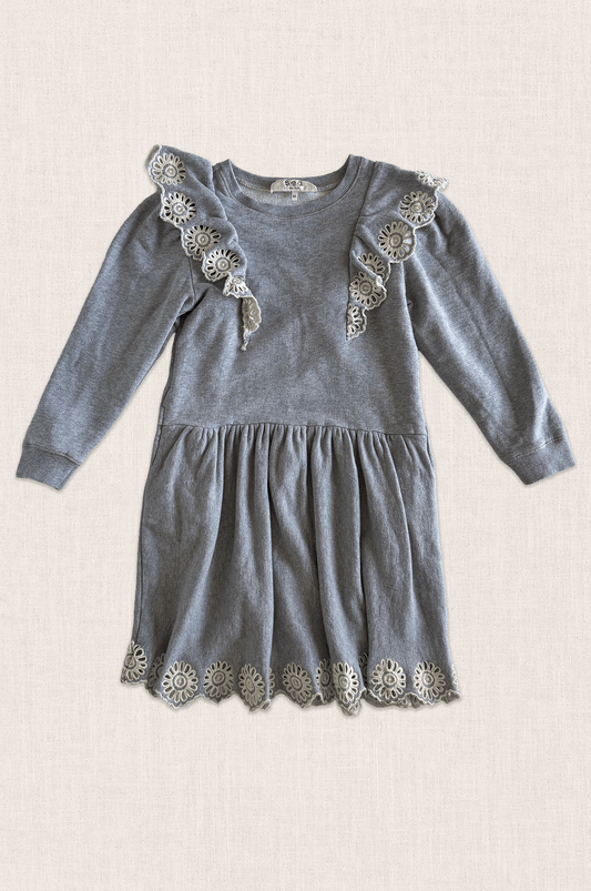 Grey Lacework Sweatshirt Dress