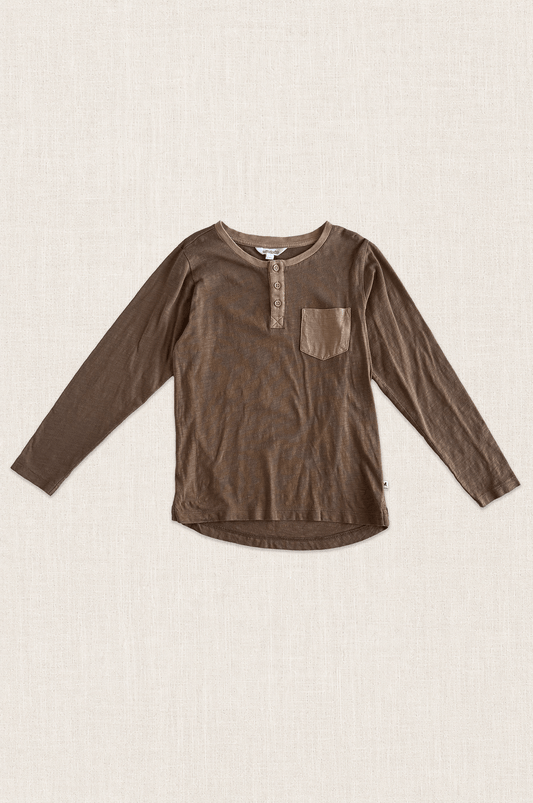 Khaki Henley Pocket Tee
