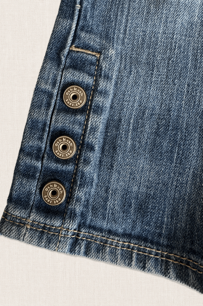 Button Hem Denim Jeans