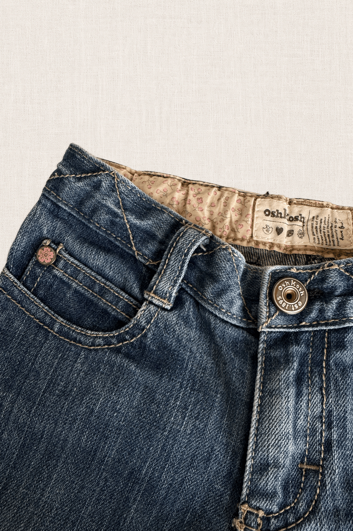 Button Hem Denim Jeans