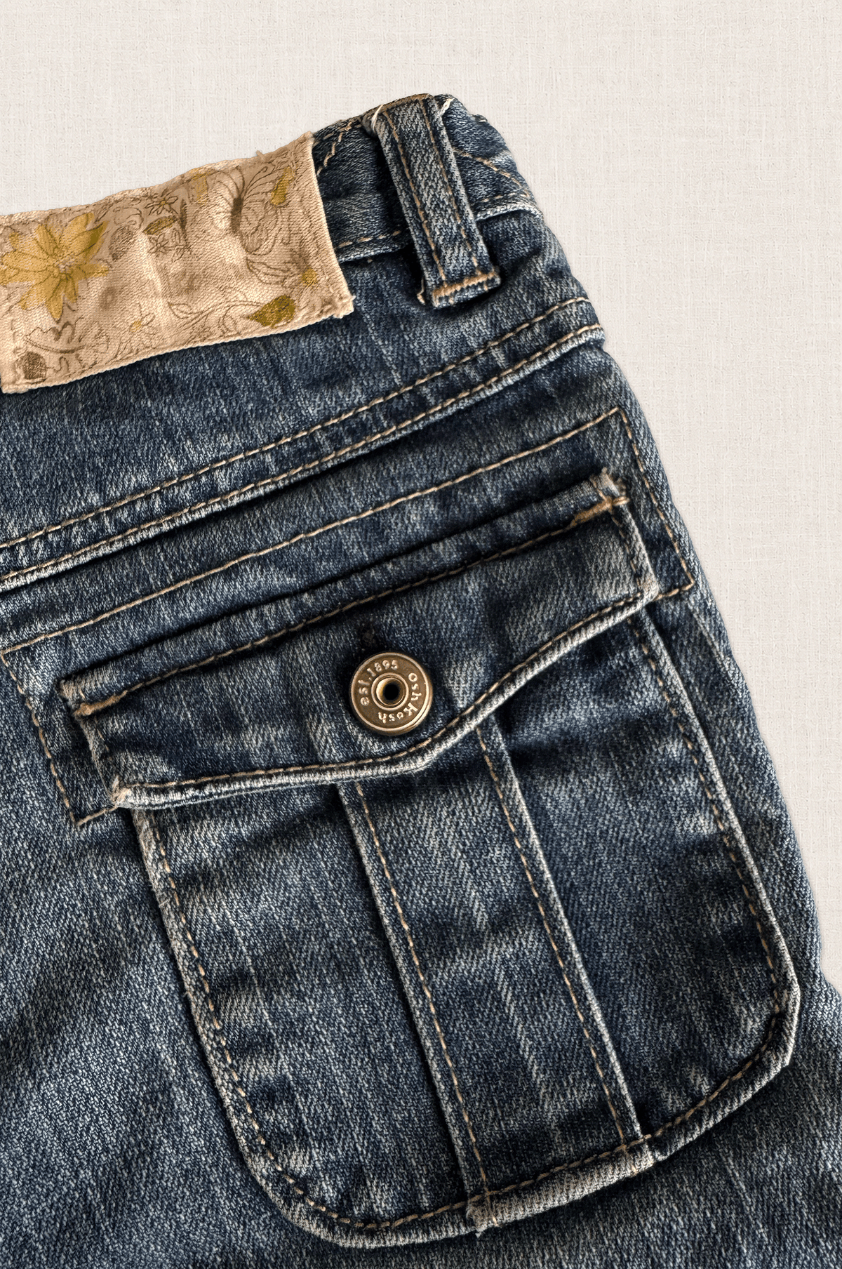 Button Hem Denim Jeans