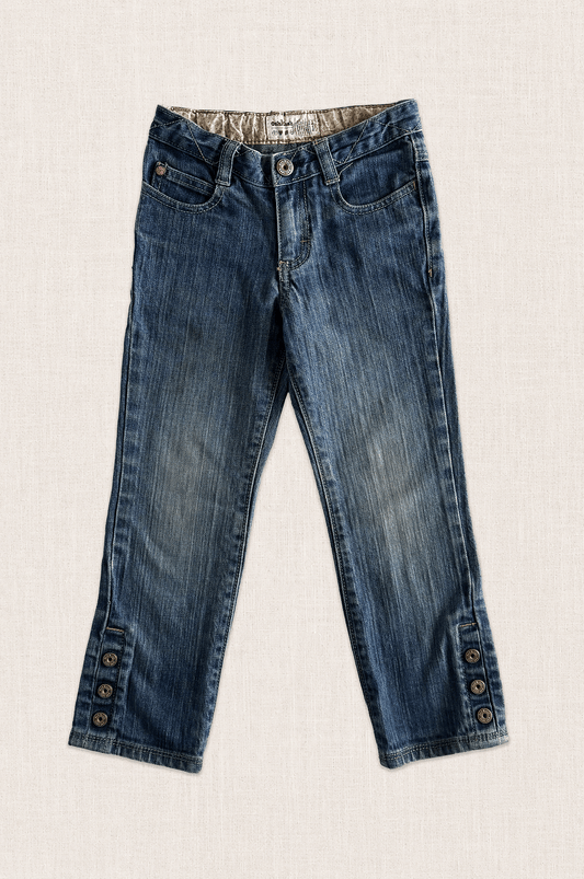 Button Hem Denim Jeans