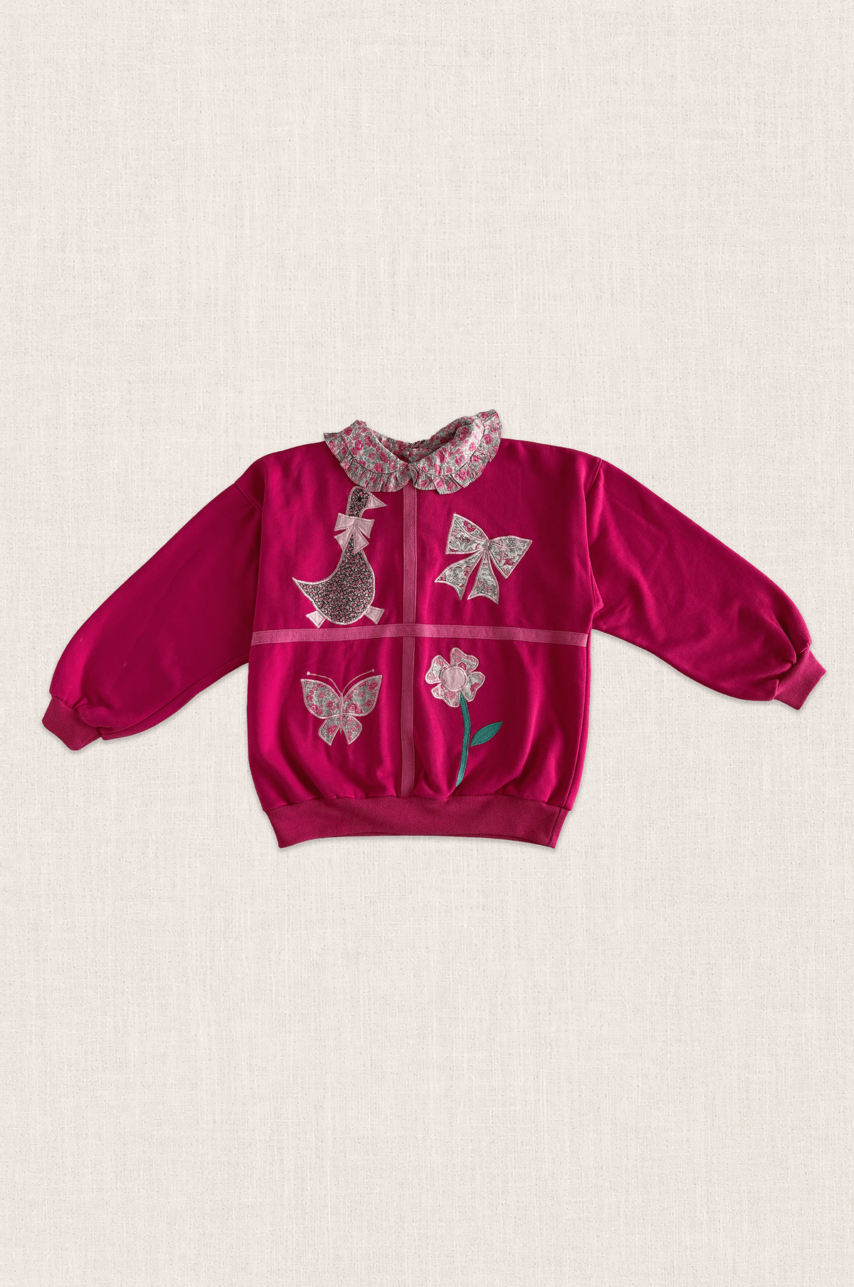 Floral Collar Appliqué Sweatshirt